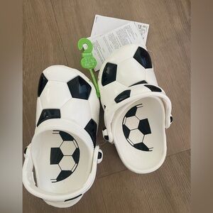 CROCS Kids Soccer Slippers - Black and White